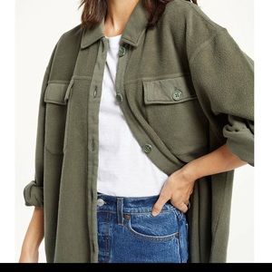 Austen Washed Shirt Jacket in Dusty Olive